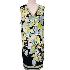 Kim Rogers Shift Dress Cowl Neck Sleeveless Stretch Watercolor Floral Womens 1X